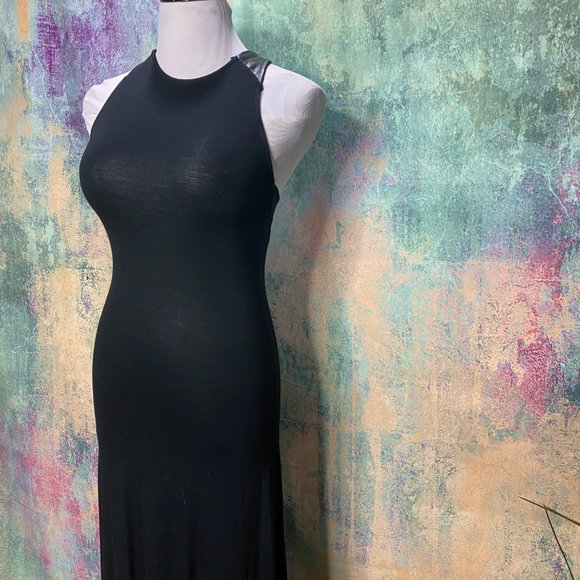 NEW๐Sugarlips Deep Back Neckline w/ over-cross Faux Leather Straps Maxi Dress - Picture 7 of 13